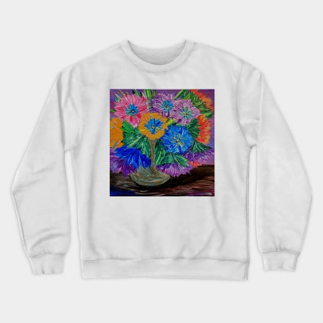 Burst of colorful flowers Crewneck Sweatshirt by kkartwork